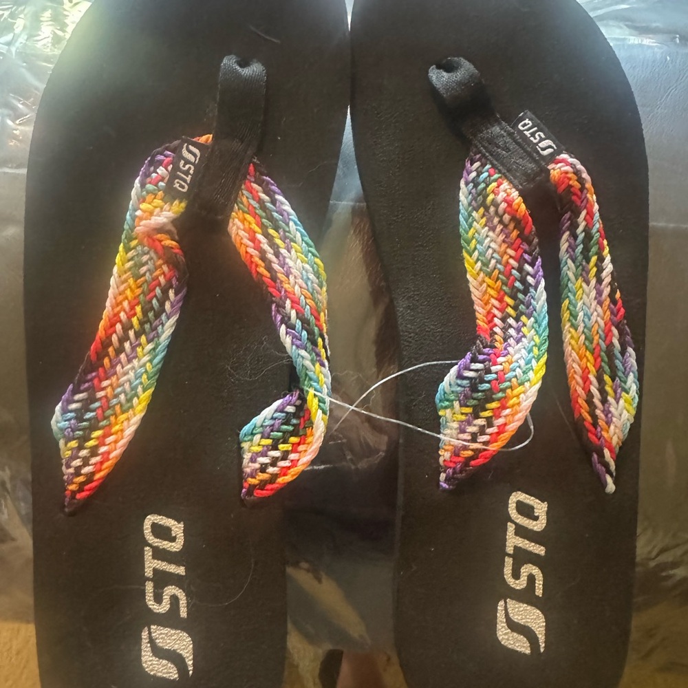 - Colorful Braided Flip Flops size 10 NWOT